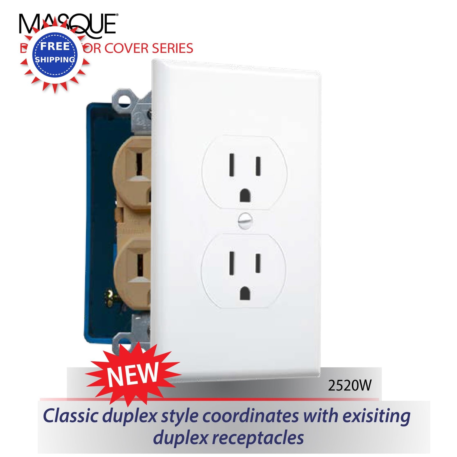 1 Gang Duplex Jumbo Taymac 2520w White Masque