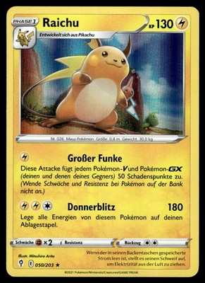 Raichu 050/203 Holo Rare Evolving Skies Holo NM Pokemon Karte Deutsch