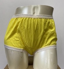 Vintage 60s 70s M Nylon Lace Edge Bikini Yellow Mushroom