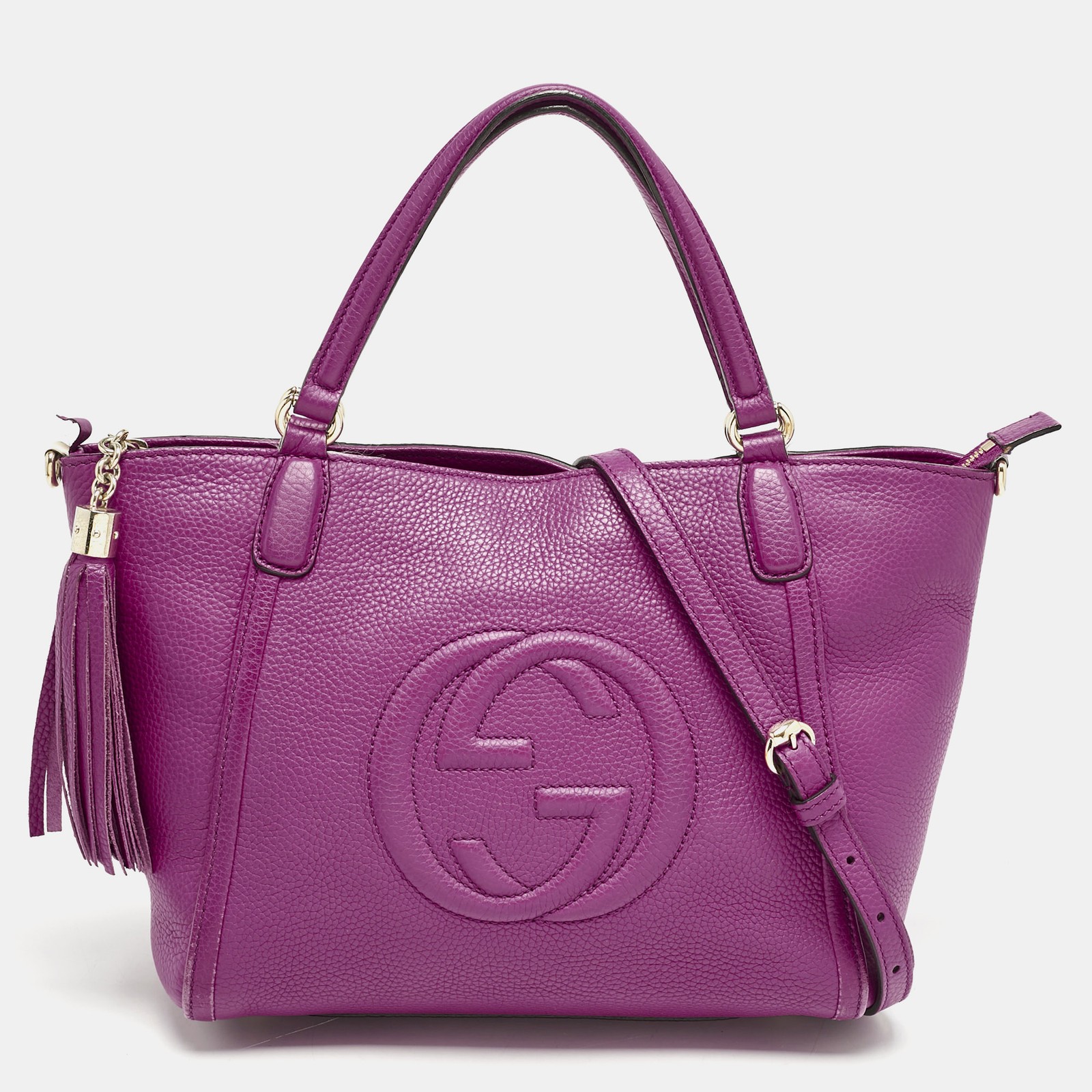 Gucci Fuchsia Pebbled Leather Soho Working Tote Bag