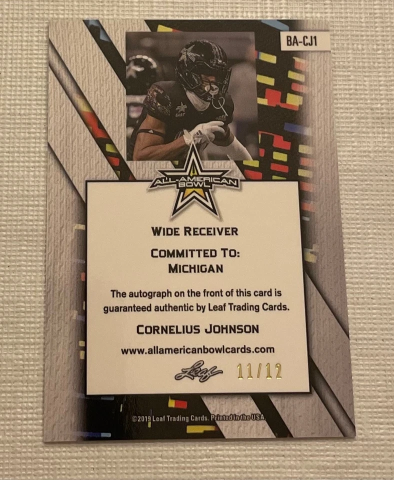 2019 Cornelius Johnson Leaf All American Metal Auto #11/12 Michigan - Image 2 of 2