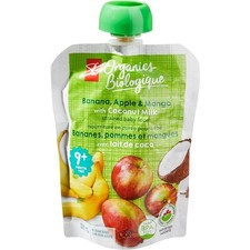 4-Pack PC Organics Banana, Apple and Mango Baby Food with Coconut Milk