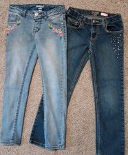 Lot Of 2 Girls Jeans Jeggings Sz 10 Skinny Stretchy Comfy Denim Cat Jack Place