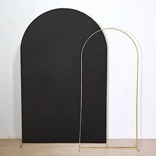 8 ft BLACK Matte Fitted Spandex Round Top Arch Backdrop STAND COVER Party