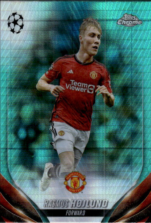 2023-24 Topps Chrome UEFA Rasmus Hojlund Aqua Prism Refractor #131 RC