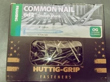 50lbs Huttig-Grip 6d 2" Framing Nails HGN6OGC Smooth Shank. BULK NEW. @8000 PCS.