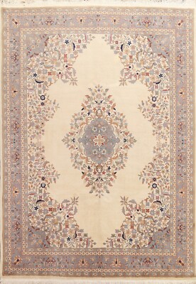 8x10 IVORY Aubusson Chinese Area Rug Hand-knotted Vegetable Dye Medallion Carpet