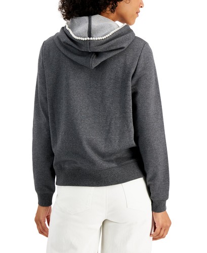 Charter Club Women's Embellished Hoodie (X-Large, Charcoal Heather) - Picture 2 of 3