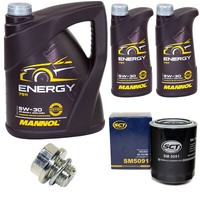MotoröL Set Mannol Energy 5W-30 7 Liter + ÖLfilter + Schraube FüR KIA Carnival