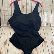 Lands End One Piece Bathing Swimsuit 24W DDD Solid Black
