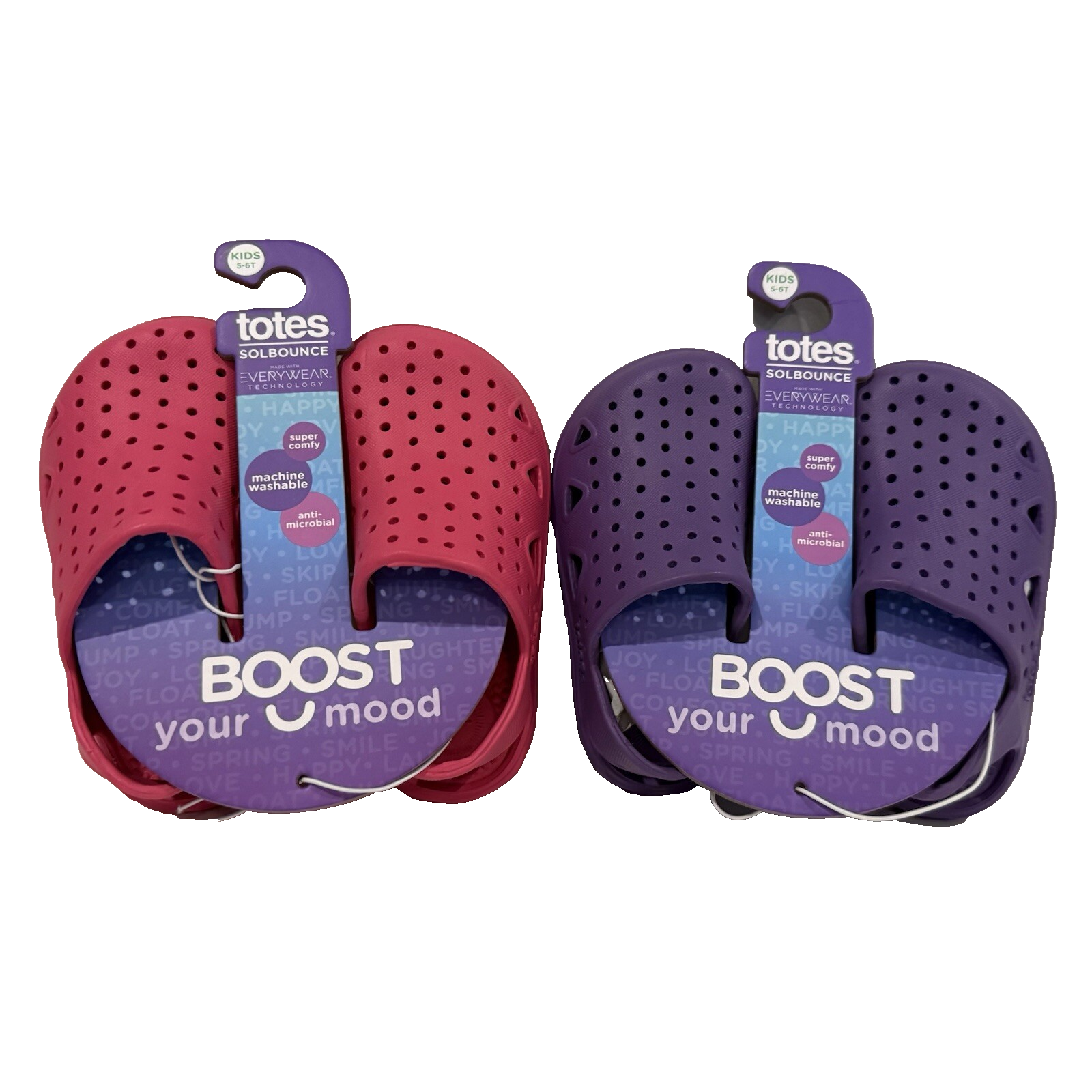 Totes SolBounce sandali slip on scarpe viola e rosa lotto di 2 bambino 5 6T NUOVI
