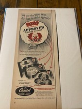 Vintage 1950 Capitol Records Bozo The Clown Approved ad