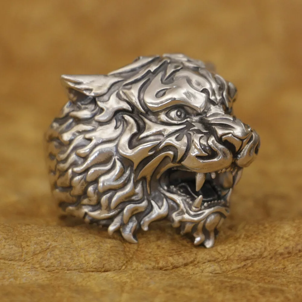 Tiger ring silver deals
