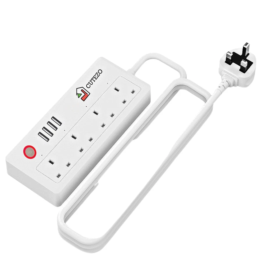 Cutezo Smart Power Strip with 4 AC Outlets &4 USB Port (Fast Charging/Energy A+) - Image 3 of 4