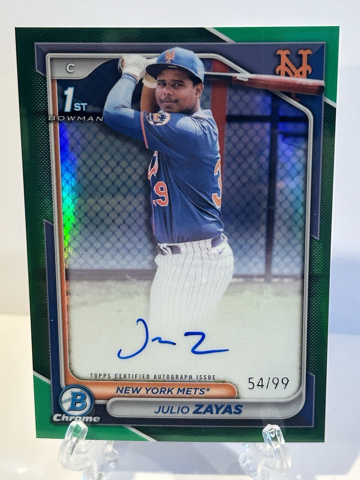 2024 Bowman Chrome 1st Julio Zayas #CPA-JZ True Green Refractor Auto /99 METS