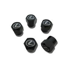 5pc LEXUS Logo Premium ABS Plastic Black Tire Stem Valve Caps Official Licensed