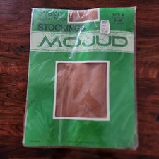 Vintage Mojud Stretch Agilon Nylon Stockings Size B Fits 9.5 -10 Seamless Beige