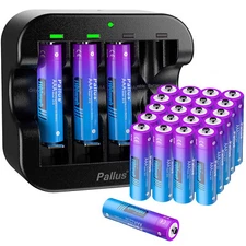 24PCS 1.5V AAA Rechargeable Lithium Batteries 1100mWh Li-ion AAA Battery&Charger