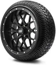 14" Vortex Black Wheel w 205 30 14 Tire Golf Cart ezgo club Wheel Combo