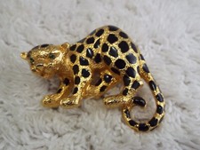 Goldtone Cheetah Panther Leopard Cat Pin A32 