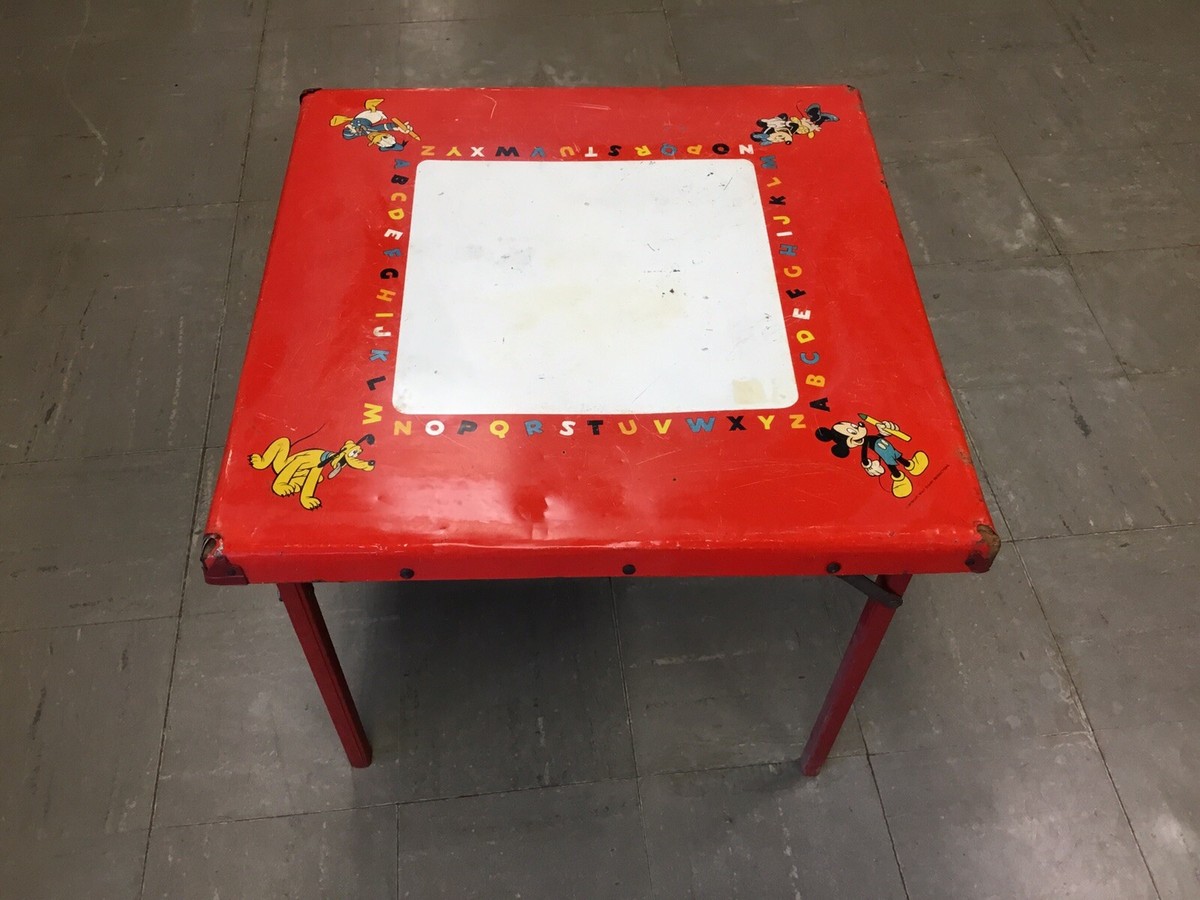 VINTAGE KID'S CHILDREN'S DISNEY METAL CARD FOLDING TABLE 20” X 20