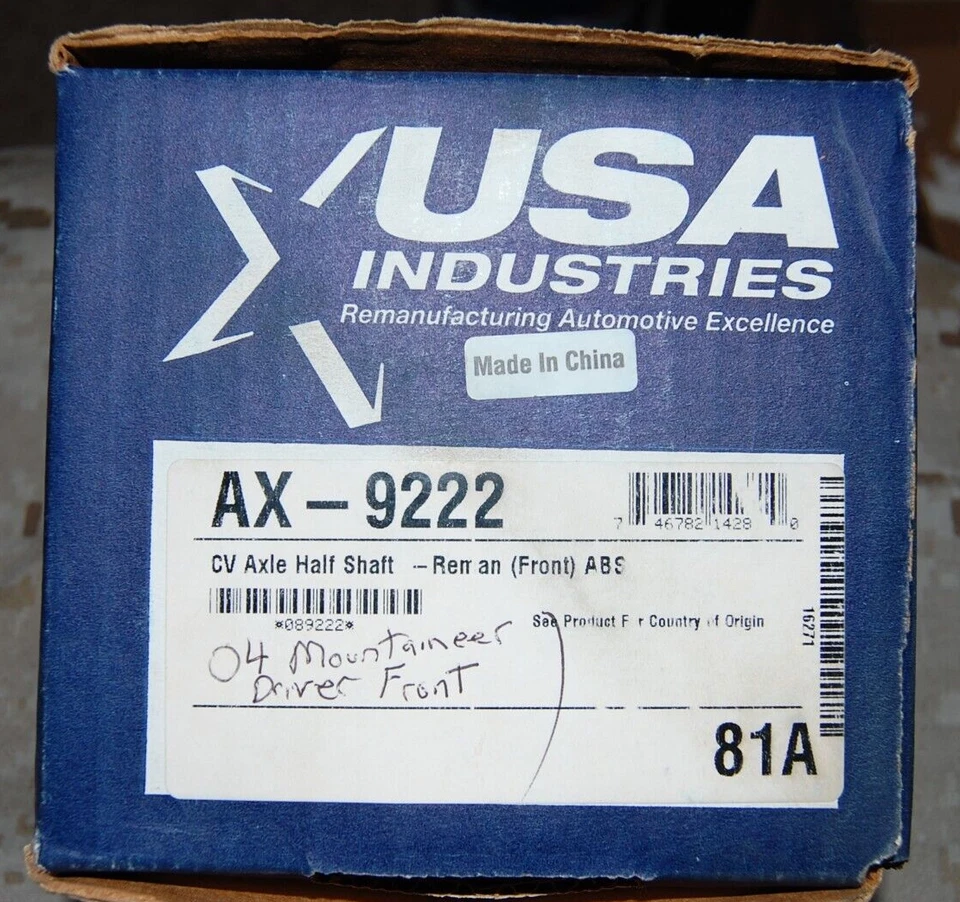 USA Industries AX-9222 CV Half Shaft Axle Front Driver Left Side  02-05 Explorer - Изображение 4 из 4