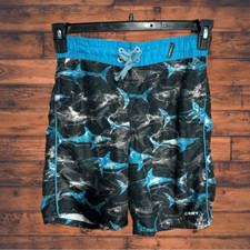 Gerry Shark Print Swim Trunk Shorts Boys Medium 10-12 