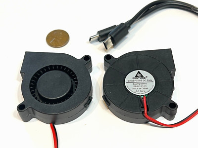 2 pcs USB C GDSTime Blower computer Fan 5V 50mm 5015 50mm x 15mm 5cm ...