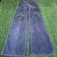 VTG Corduroy Pants Womens 26x32.5" Faded Blue Talon Wide-Leg Flare Hippie 70s