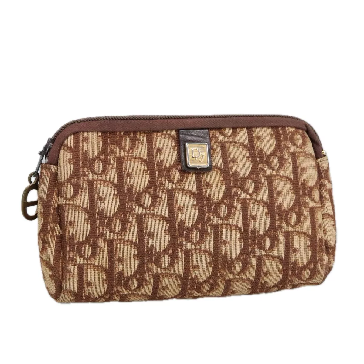 Sac pochette toile marron oblique Dior authentique