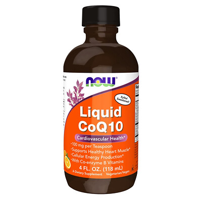 NOW CoQ10 Liquid  - 4 fl oz with Co-enzyme B Vitamins, Sweetened with Xylitol