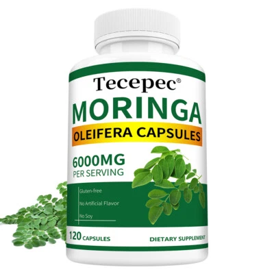 TECEPEC Moringa Oleifera Kapseln, 100 % reines Blattpulver, max. 6000 mg pro Portion