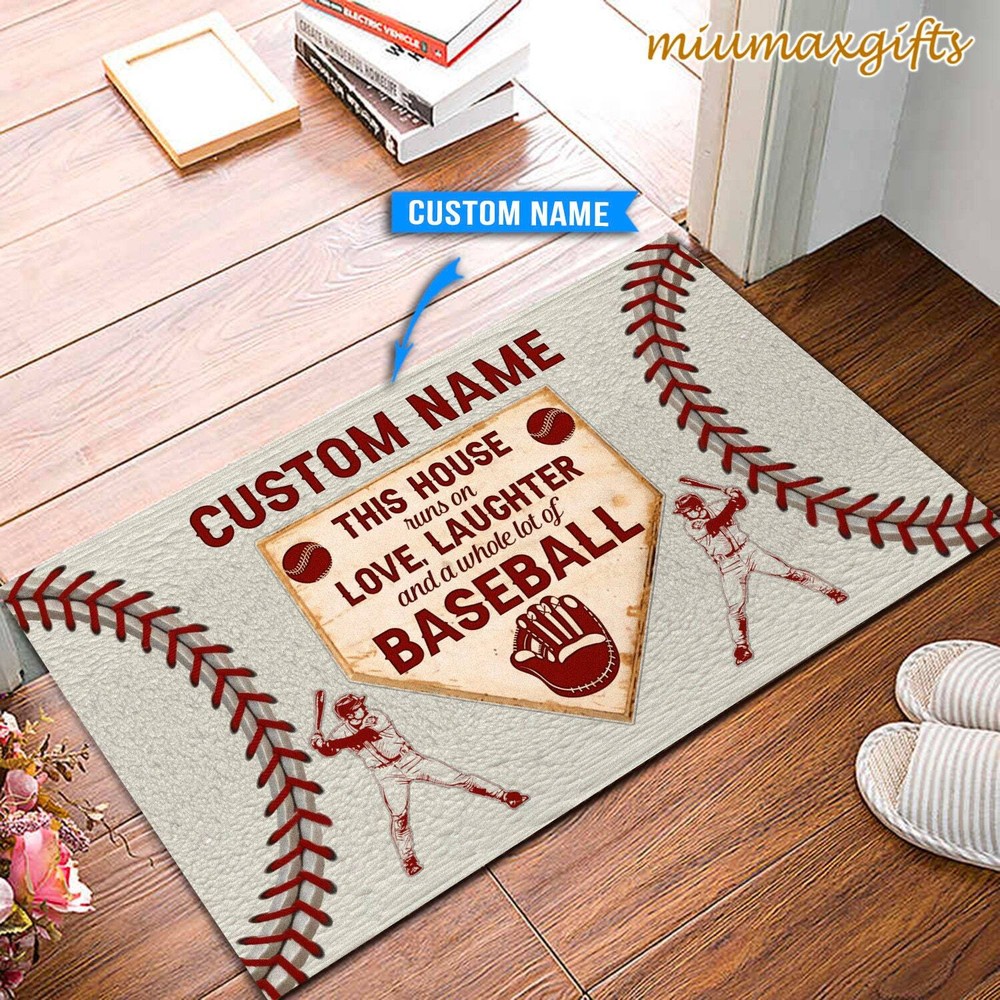 Baseball Lover Gift - Player Mat Rug or Doormat for Home Decor