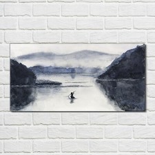 Plexiglas® Decor Print Picture 100x50 Wall Art Watercolour Boat Fisherman