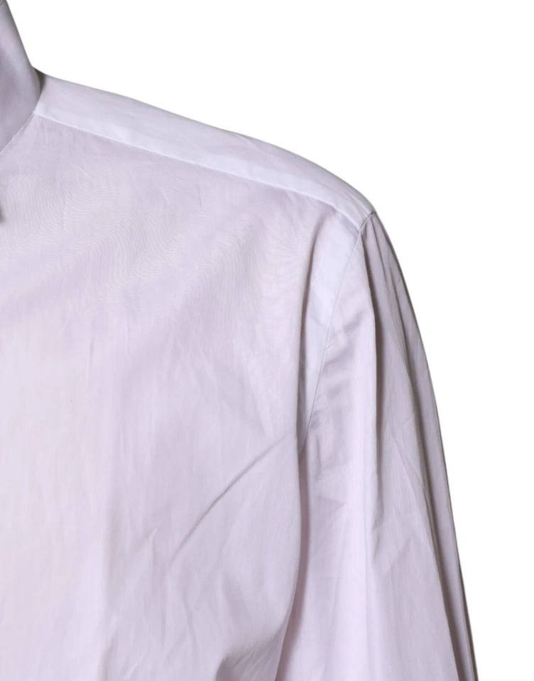 LUIGI BORRELLI NAPOLI Camisa Blanco Algodón Cuello Vestido Formal 43/US17/XXL 390usd Foto 4 de 4