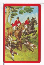 Single Vintage ID Animals, Horses, "Berwick Hunt" Playing Card HH 7-1 B, Smooth