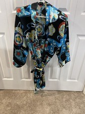 Fredericks Of Hollywood Vintage Robe Kimono Dressing Gown One Size Blue Red