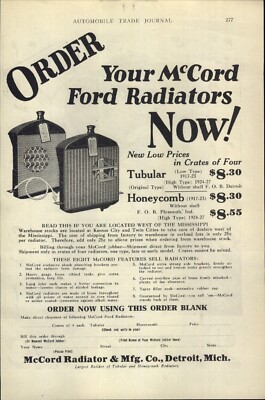 1927 PAPER AD CAR AUTO McCord Ford Radiator Tubular Honeycomb Presto-Vac Cleaner