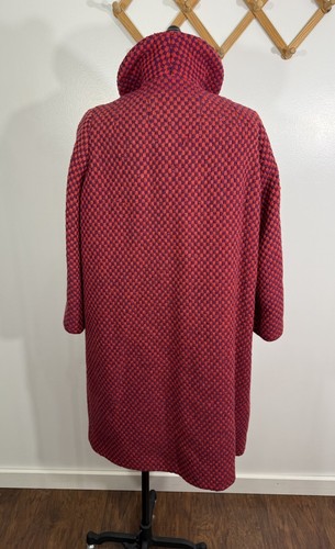 Vintage Pea Coat Tweed Wool Checkered Plaid 1960s Mod M/L - Picture 6 of 12