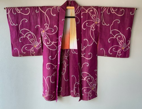 De Colección Chaqueta haori Kimono Japonés Seda Meisen Rangiku Crisantemo  F/S | eBay