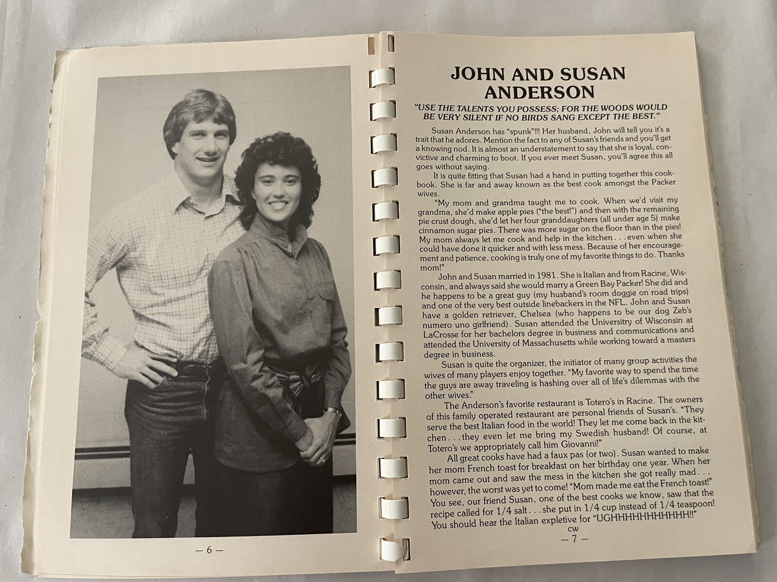 Tackling A Packer Palate Green Bay Packers’ Wives Cookbook 1984