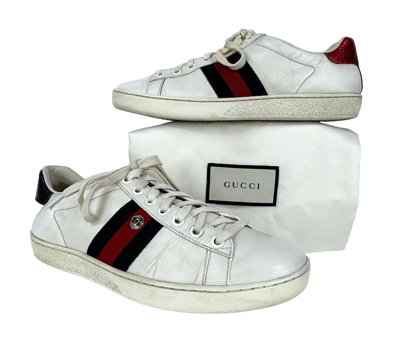 Baskets Gucci Auth 6 US 36 EU Ace en cuir blanc chaussures SANS PATCH