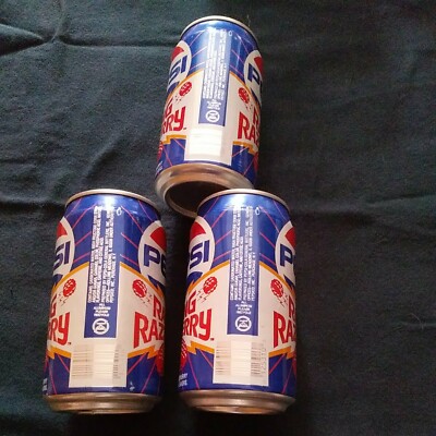 3 Vintage Pepsi-Cola Cans - Raging Razzberry - Limited Edition