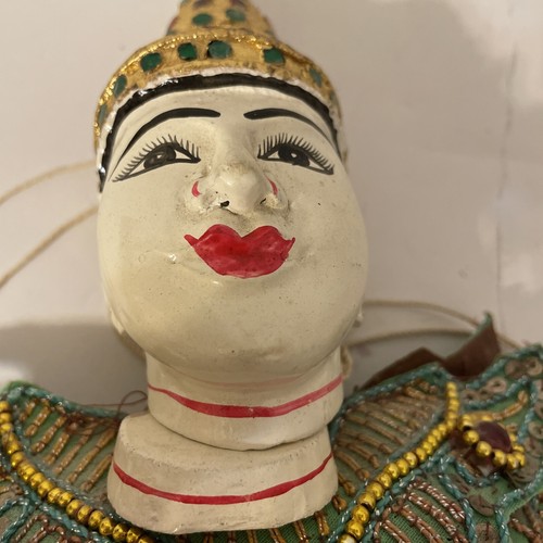 Oriental Puppet marionette wooden painted face traditional string 14” Vintage - Picture 11 of 12