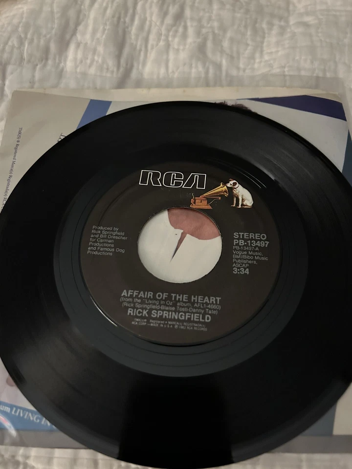RICK SPRINGFIELD - AFFAIR OF THE HEART / LIKE FATHER, LIKE SON - 45 w/PICT SLV - Image 3 of 4