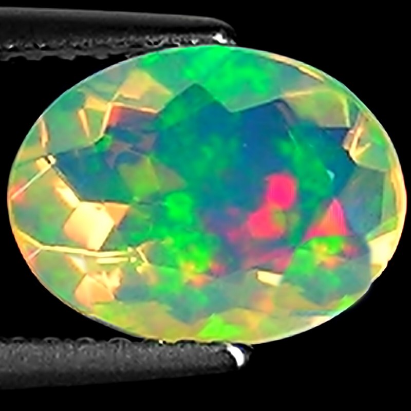 1.53 Ct Natural Ethiopian Faceted Opal Gemstone Multi Color Oval Cut