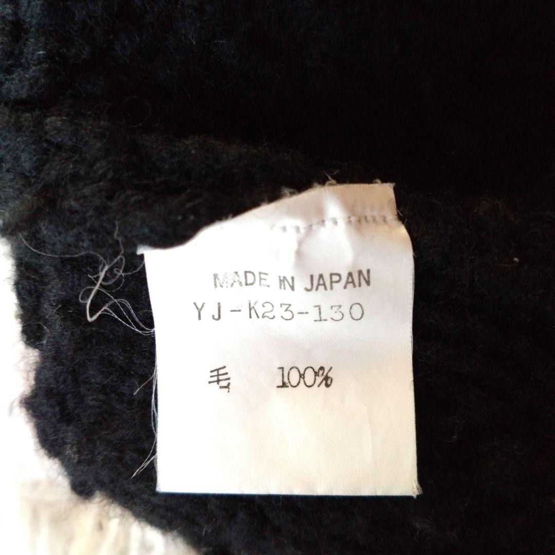 Y's Wool Patchwork Sweater Black 80s Thick Knit U… - image 11