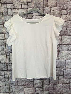 Made In China, Gr. 2XL, Damen, Shirt, Rüschen, Weiß, Business, Basic, 2q 223