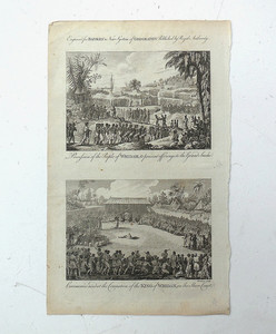Antique C18th Engraving Procession of the People of Whidah on Slave Coast c1790