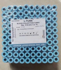 Tubos de recolección de sangre de citrato de sodio doble tapa sin vacío paquete de 100